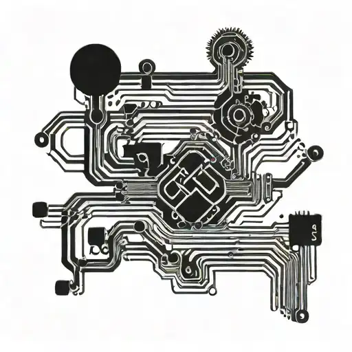 A Circuit Board Design Incorporating Binary Code And Computer Symbols