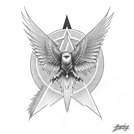 John Bonham's Led Zeppelin Logo And An An Eagle Designed In The Style Of The Artist Charley Harper