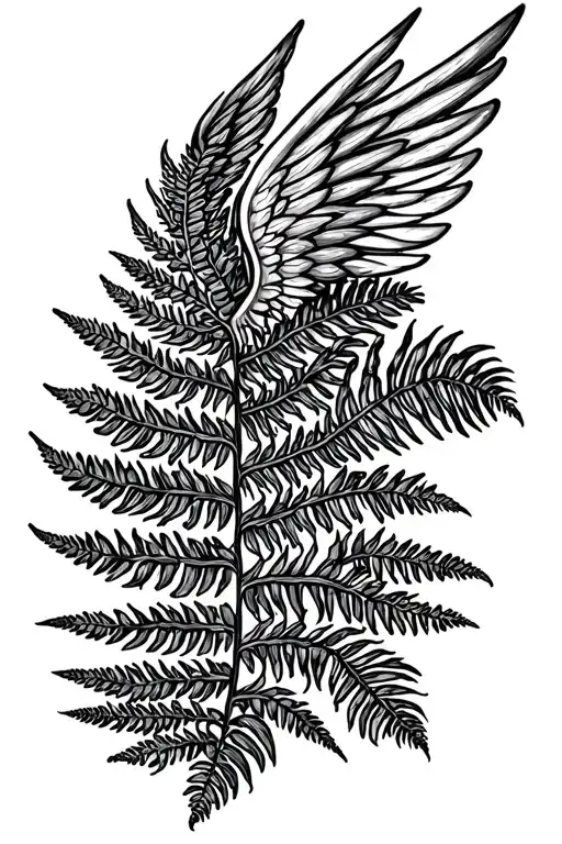 Ferns Crawling On A Backbone Giving Wings-like Design