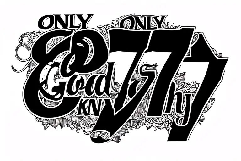 Only God Knows Why Written On Neck Tattoo And 777 Underneath