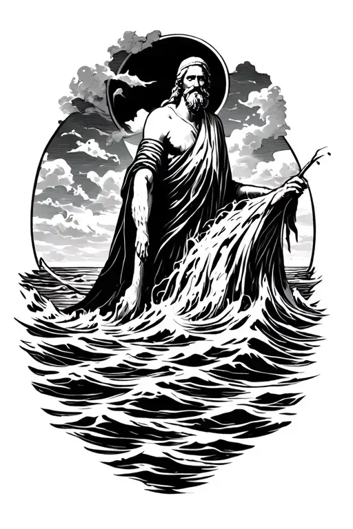 Moses Standing In The Sea