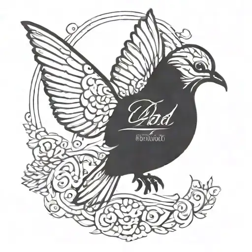 Outline Of A Dove Flying With Wording Dad Incorporated In Outline