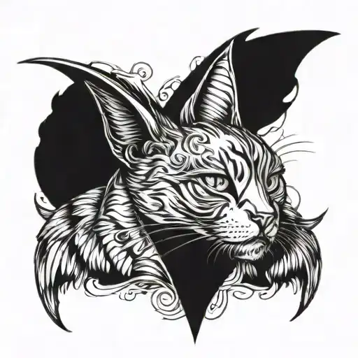 Taxidermy Inspired Tattoo Of Cat With Wings