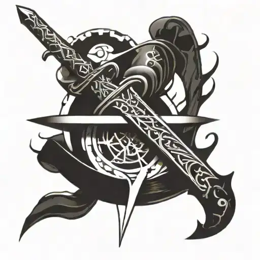 Sword But Half Broken With Red