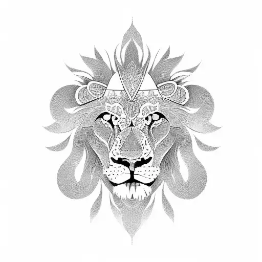 Lion With Intricate Geometric Patterns