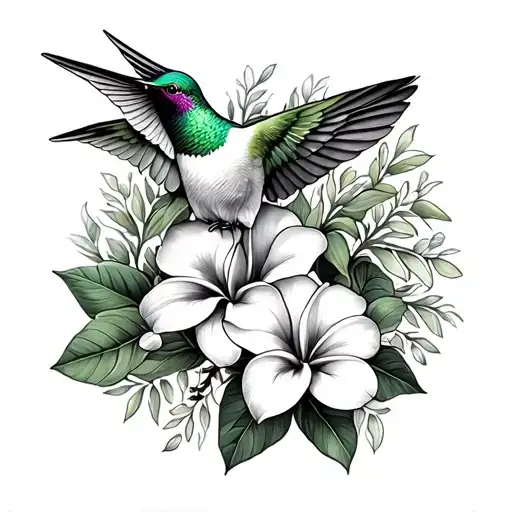 Map Of Guyana - Hummingbird - Frangipani Flower - Ibiscus