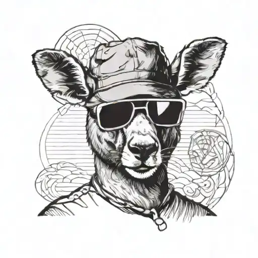 Muscular Kangaroo Wearing Sunglasses And A Bucket Hat