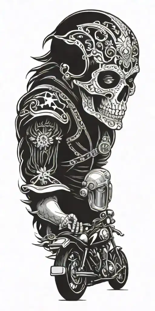 Day Of The Dead Themed Motorcycle Design With Mexican Cultural Elements