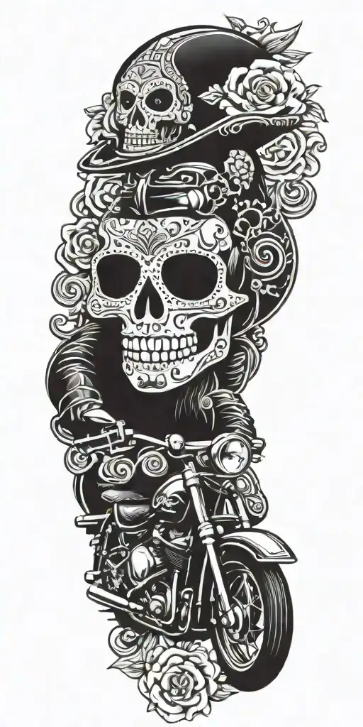 Day Of The Dead Themed Motorcycle Design With Mexican Cultural Elements