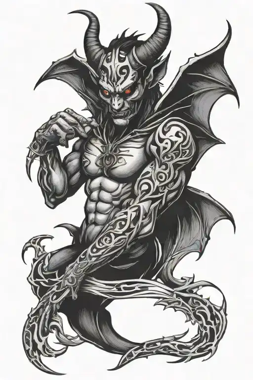 Devil With Wings And The Number 666 Symbols Incorporated