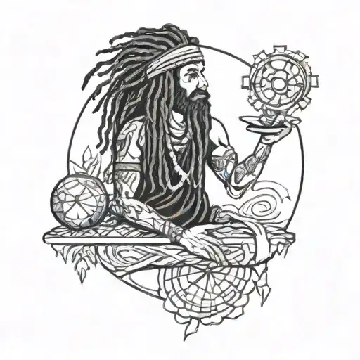 Rastaman Holding Libra Mandala Design Incorporating Elements