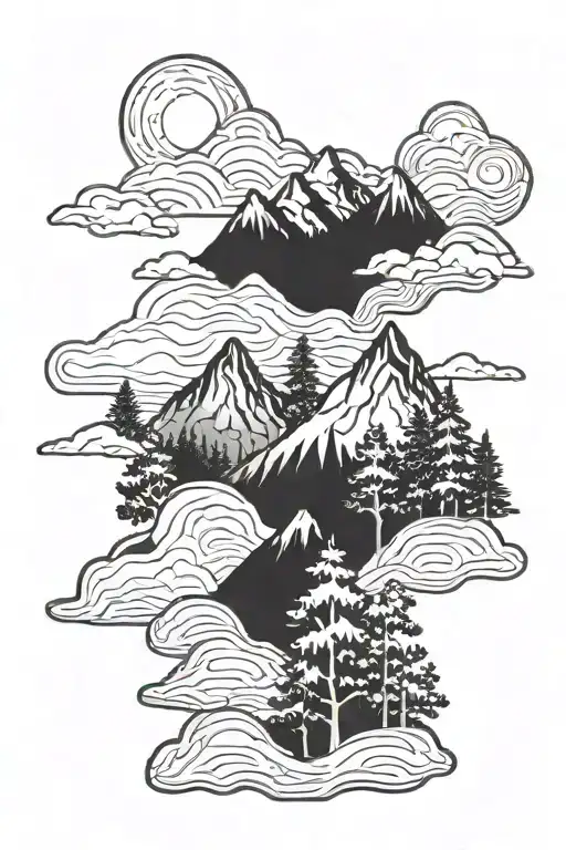 Trees Mountain Range