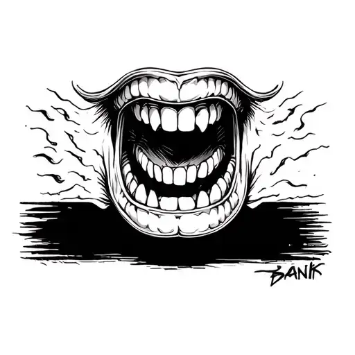 Bank With Teeth On A Black Background