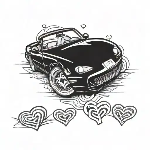 Cartoon Style Miata 1980 With Pop Up Heart Lights