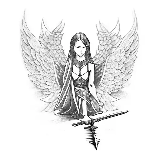 Angel Kneeling With Sword