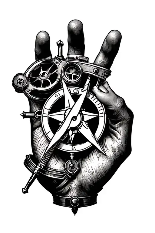 Hand Tattoo Sextant Anarchy