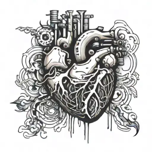 A Mechanical Heart With A Water Fall Representing Anxiety