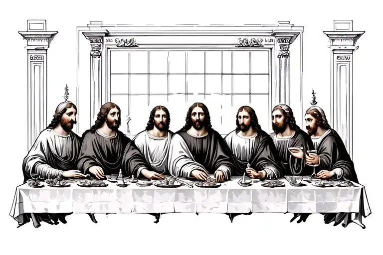 The Last Supper Engraving Tattoo Style