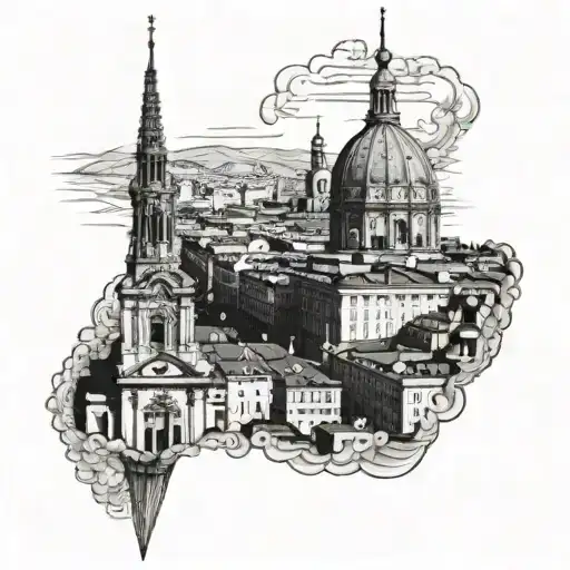 Turin City View With Mole Antonelliana In Background