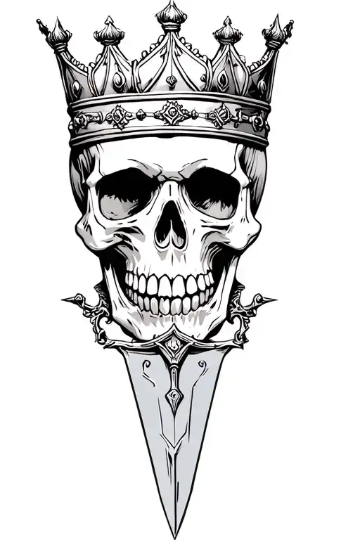 Crowned Skull With Dagger Piercing