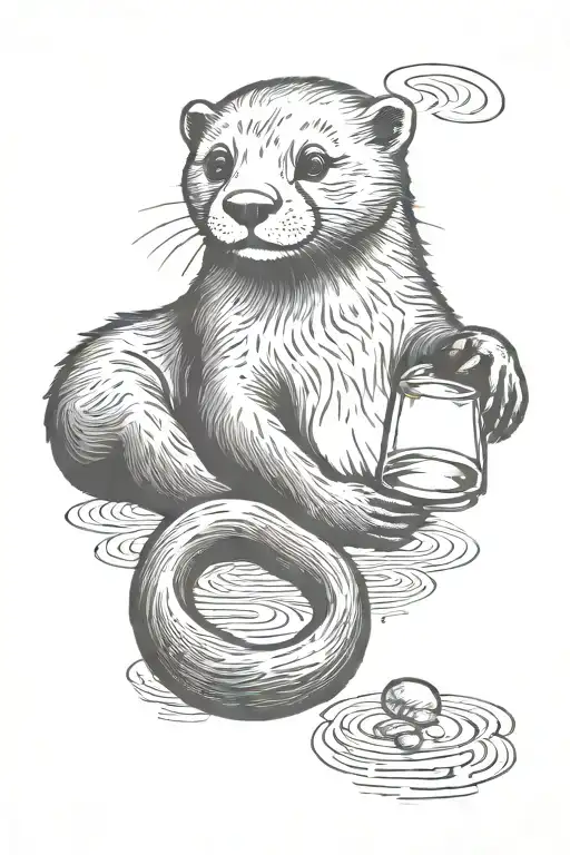 An Otter Sits With A Glass In Its Paws