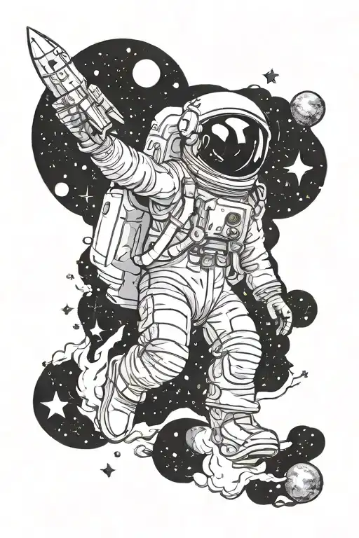 Rocket Ship In Space With An Astronaut Dog