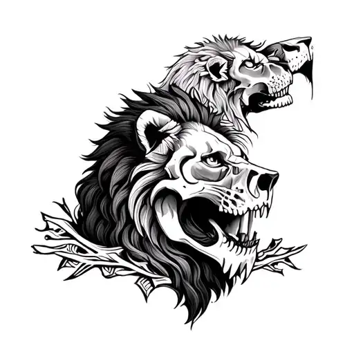 Lions And Skull