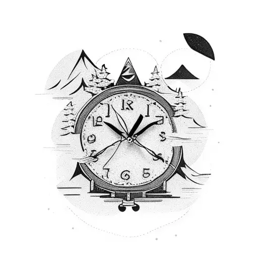 Adirondacks Skiing Lake Clock