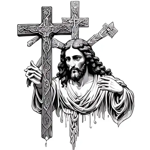 Jesus And Three Crosses