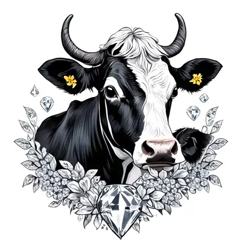 Memorial Of Mother With Cow And Diamonds With Baby Cow