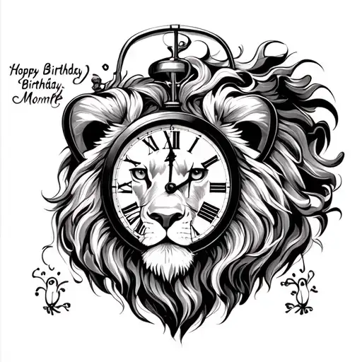 A Leo Lion And Time Clock Birthday Date Year And Month