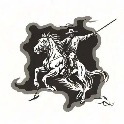 A Cowboy Lassoing A Wild Horse