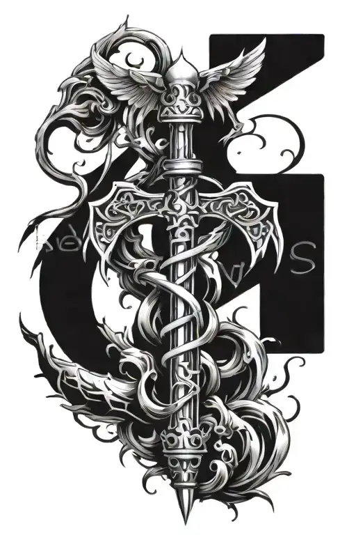 Make A Caduceus Tattoo In Cyber Sigilism Style