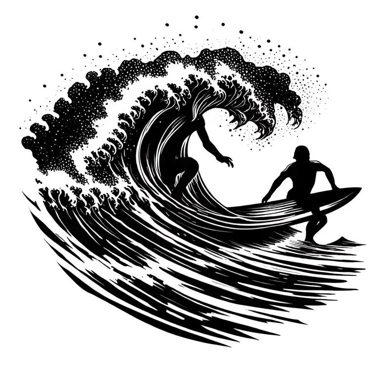 Surfer Riding A Wave