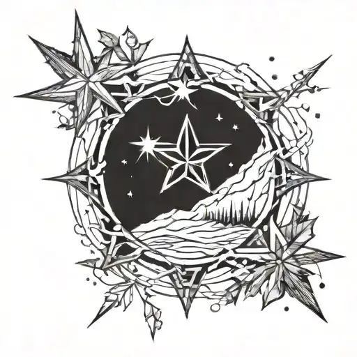 North Star And Couple Tattoo Design One Tattoo Design One And Star