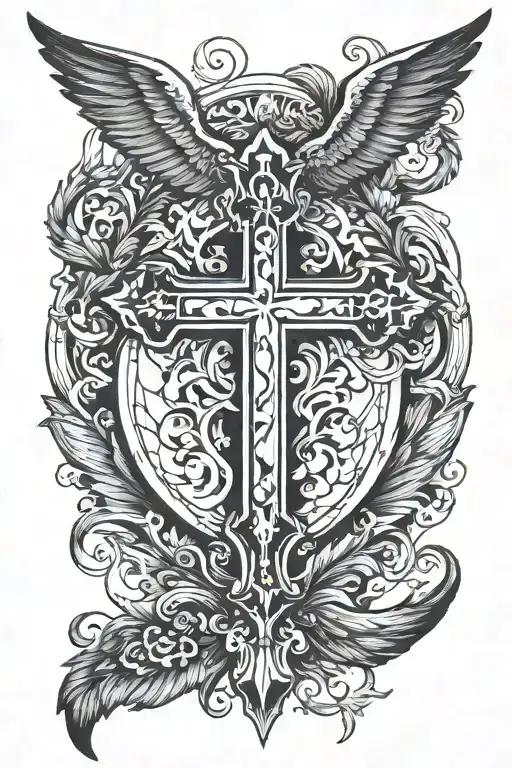 Cross With Wings Spread