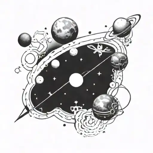 A Cosmic-themed Tattoo Combining Elements Of Astronomy And Mythology For Z And K