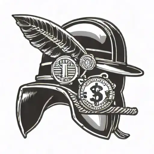 Coal Miner Helmet With A Dollar Sign Incorporated Into The Design