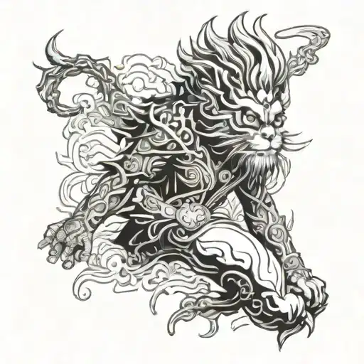 A Detailed Tattoo Of Sun Wukong's Famous Transformation Into Different Animals
