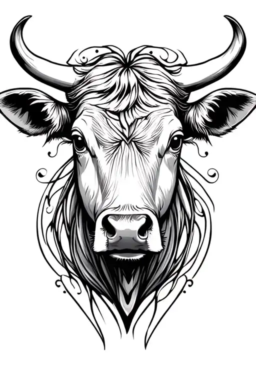 Female Cow Head Thin Lines Stencil Very Feminine