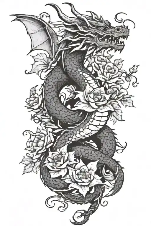 Dragon With Flowers