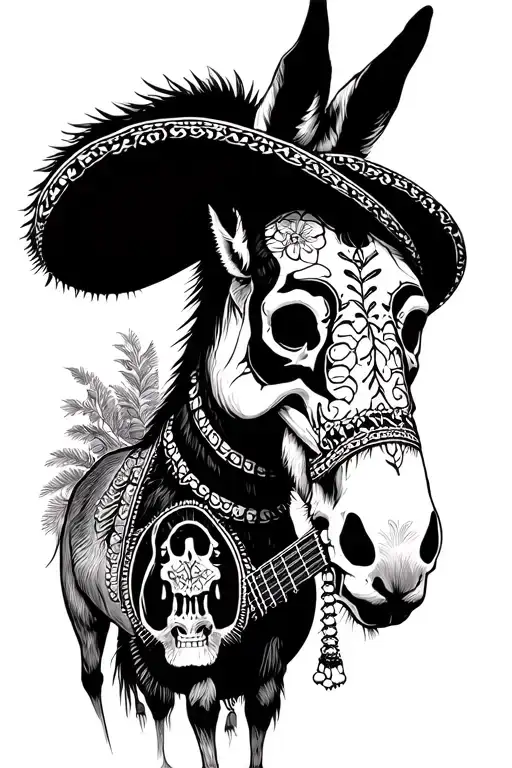 Donkey Dia Dos Muertos Skeleton Mariachi Band