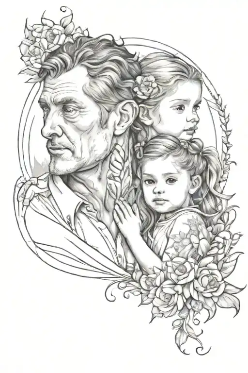 Father To Daughter Tattoo Design Combining