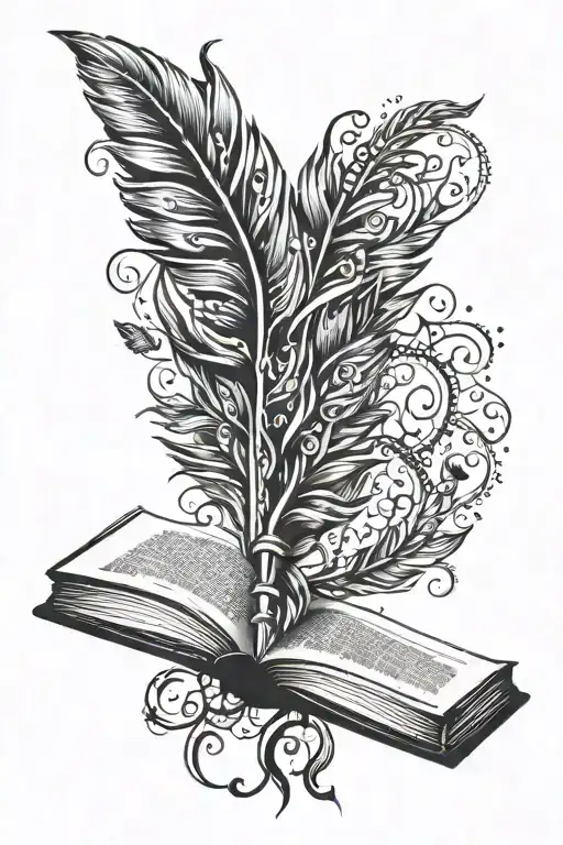 Open Book Spine With Feathers Soaring