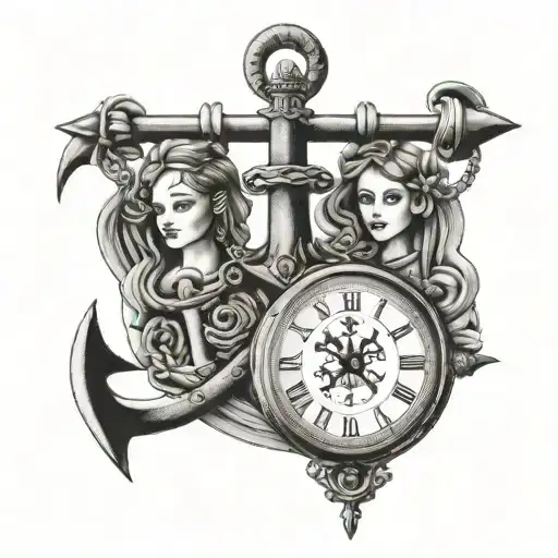 Family With Anchor And Pocket Watch Face