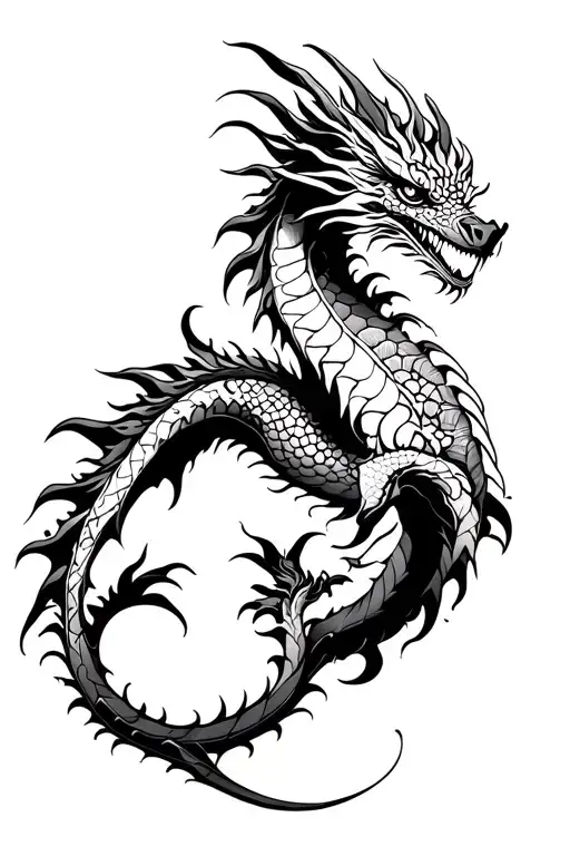 Whole Dragon Tribal Tattoo Back
