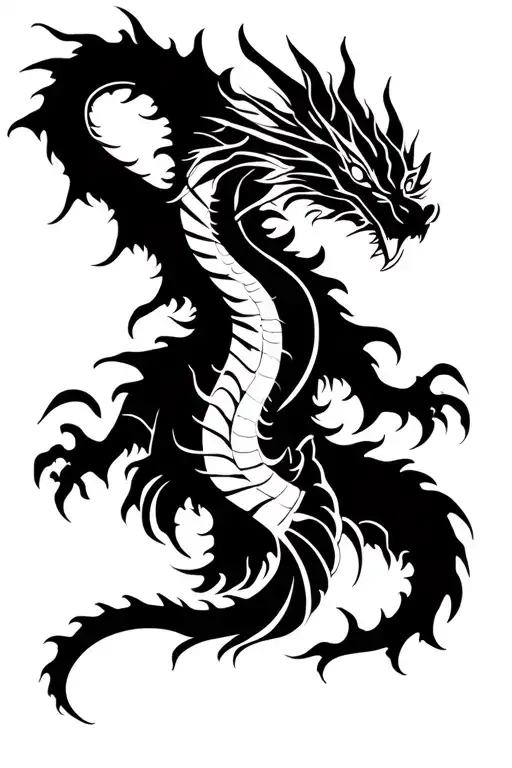 Whole Western Dragon Tribal Tattoo Back