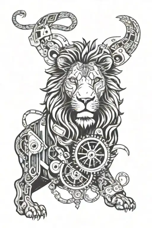 Lion With Car Parts Forming