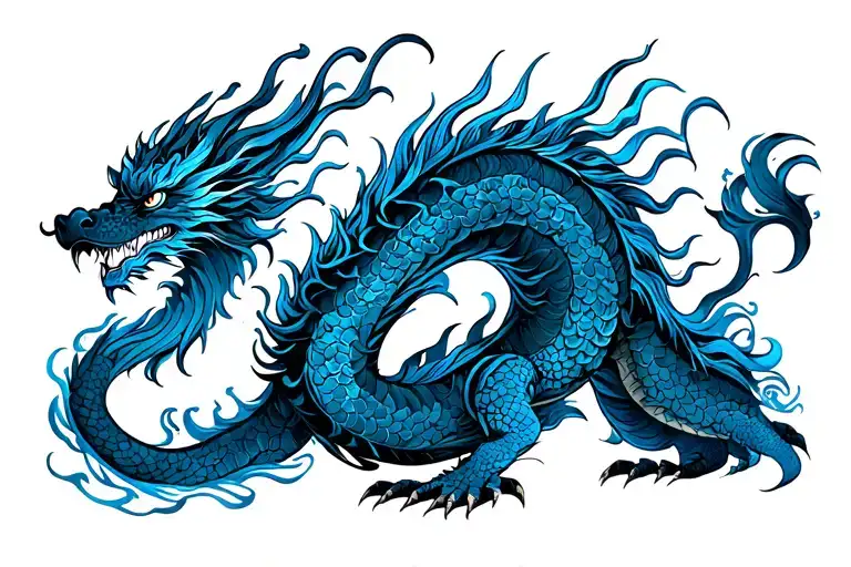 Black And Blue Chinese Dragon