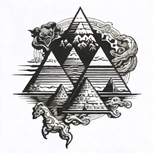 Three Pyramids Wirh River Winding Toward Them But The Rover Is A Cobra